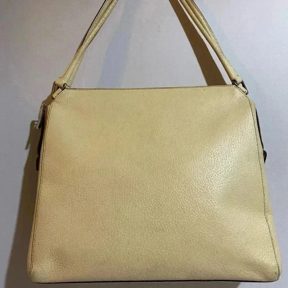 Prada vintage beige cream leather handle handbag